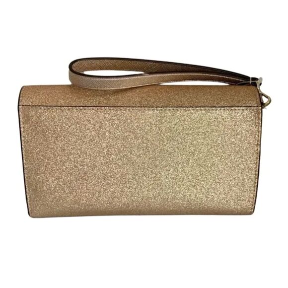 Kate Spade Gold Tone Glitter Glimmer Flap Wristlet Wallet NEW - Picture 5 of 9